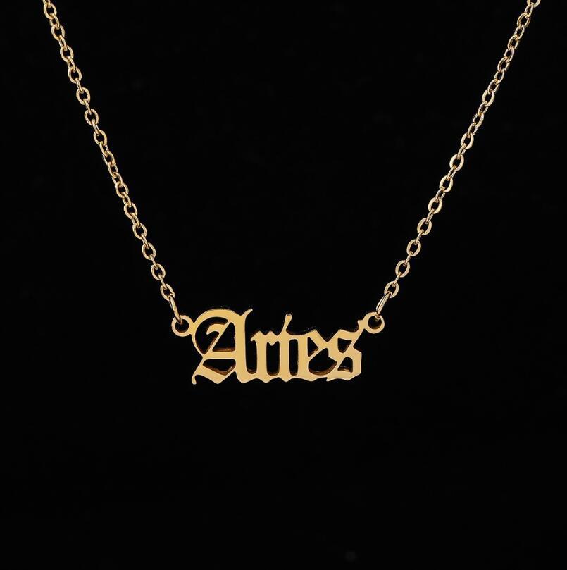 Wholesale Stainless Steel 12 Constellations English Letter Necklace